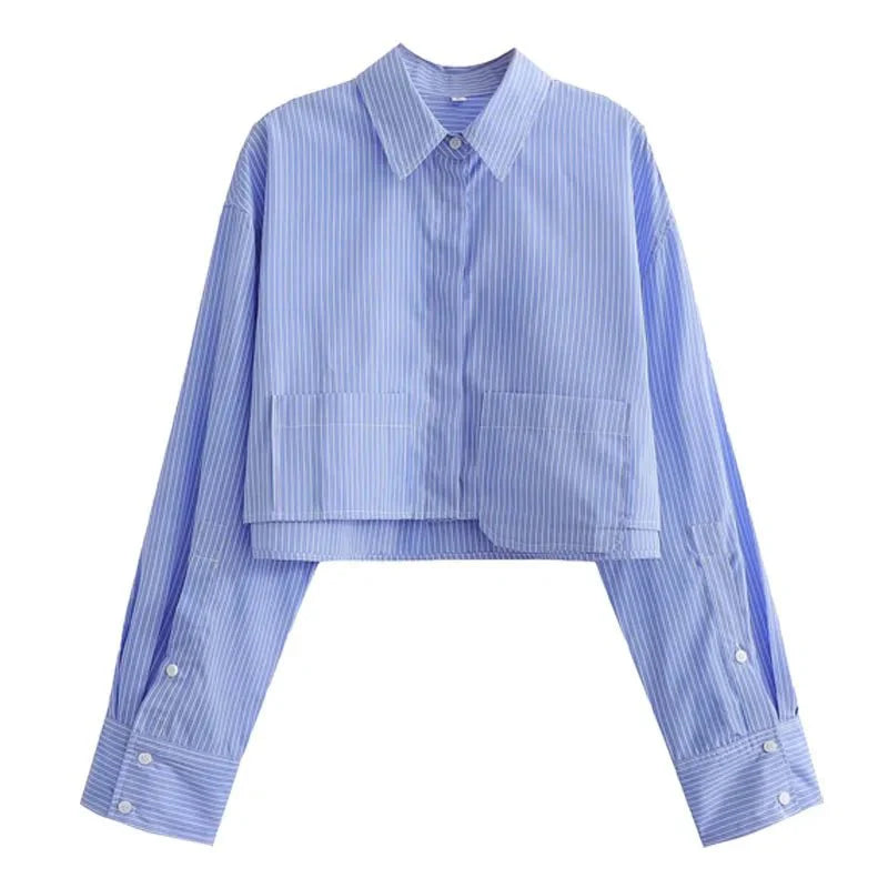 Kaleen - Langärmliges Hemd - Gekürzter Schnitt - Bluse - Blau - Müller Mode
