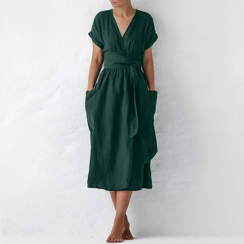 Jen - Baumwoll-Leinen-Kleid mit Taschen