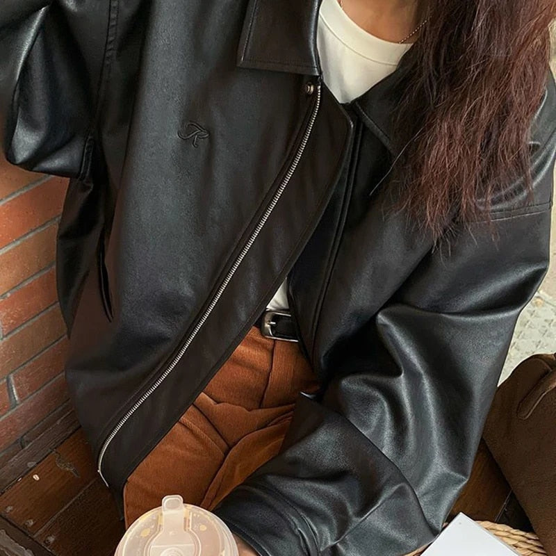 Tiffany - übergroße Moto-Lederjacke