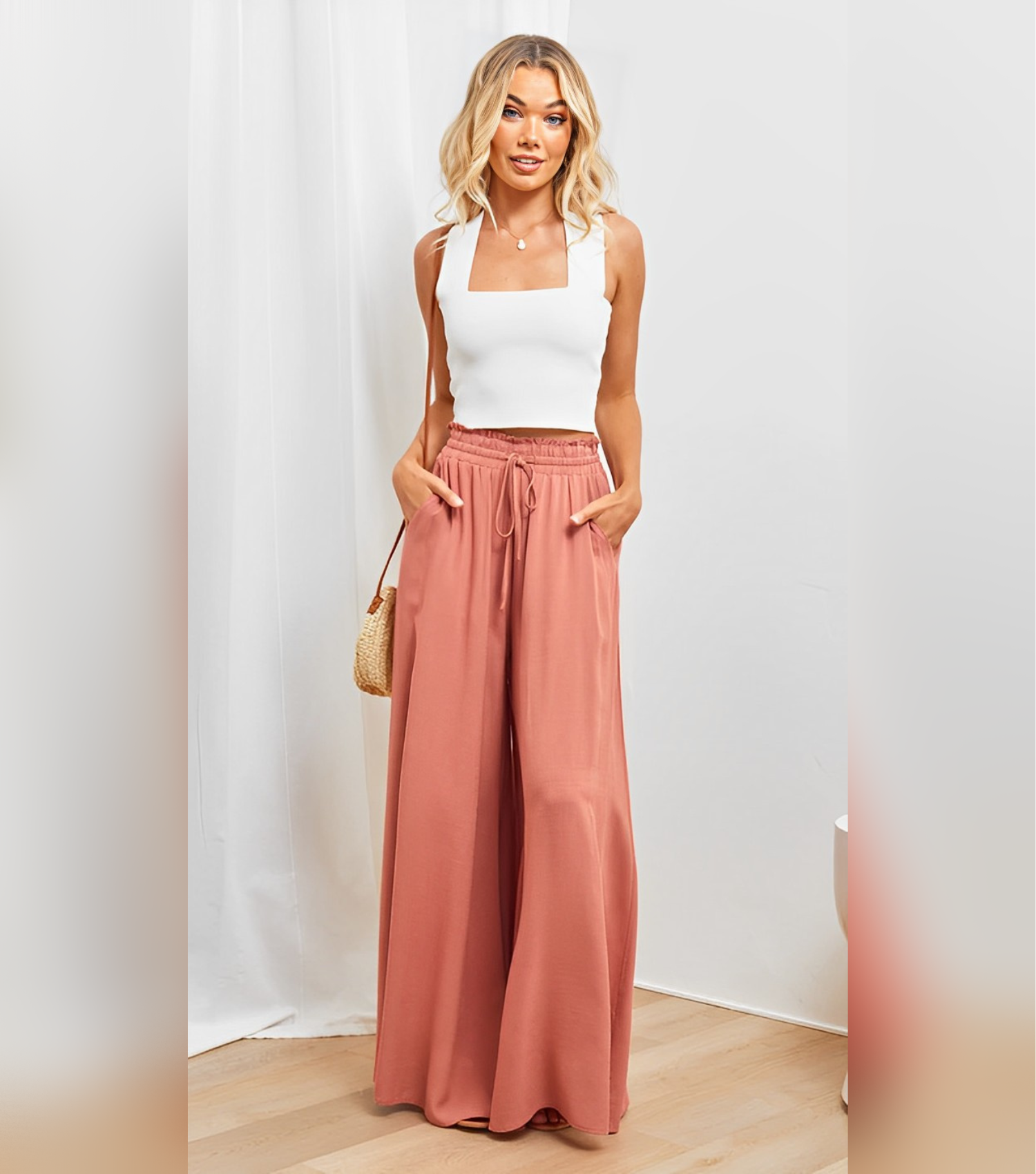Jamie - Weitbeinige, lockere Hosen mit hoher Taille