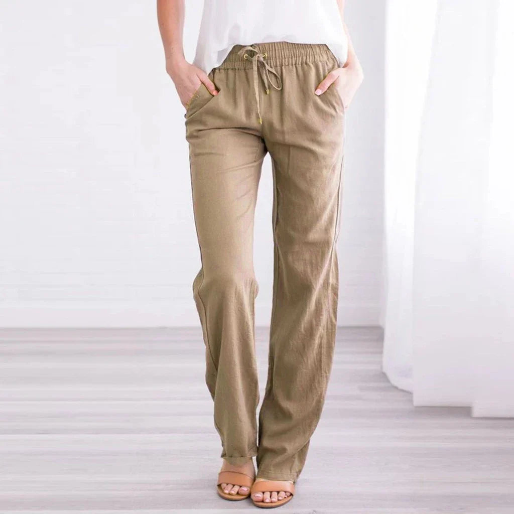 Stephanie - Baumwoll-Leinen-Hose mit Kordelzug