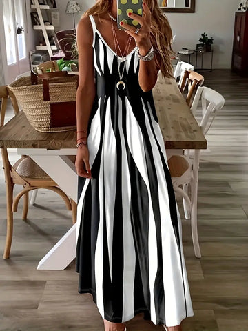 Jana - Fließendes Maxikleid mit Abstraktem Print