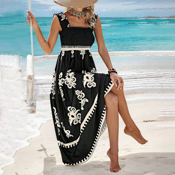 Emerald - Cooler Print Ärmelloses Maxikleid